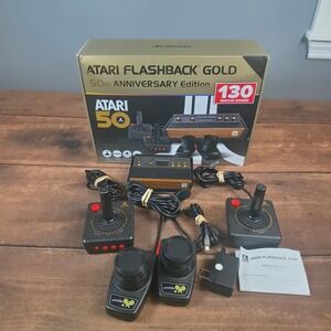 Atari Flashback Gold 50th Anniversary Console OS Black Excellent 130 Games HD